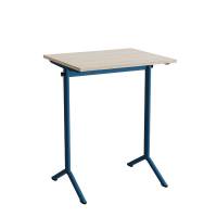 Atlas bord 70x60cm i lydd&aelig;mpende hvidpigmenteret eg med bl&aring;t stel, h&oslash;jde 90cm