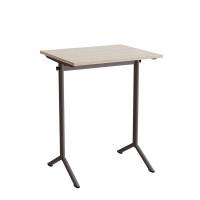 Atlas bord 70x60cm i lydd&aelig;mpende hvidpigmenteret eg med gr&aring;t stel, h&oslash;jde 90cm