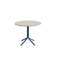 Atlas caf&eacute;bord &Oslash;90cm i hvidpigmenteret eg med bl&aring;t stel, h&oslash;jde 72cm