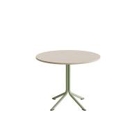 Atlas cafébord Ø90cm i hvidpigmenteret eg med grønt stel, højde 72cm