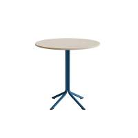 Atlas cafébord Ø90cm i hvidpigmenteret eg med blåt stel, højde 90cm