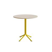 Atlas caf&eacute;bord &Oslash;90cm i hvidpigmenteret eg med gult stel, h&oslash;jde 90cm