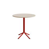 Atlas caf&eacute;bord &Oslash;90cm i hvidpigmenteret eg med r&oslash;dt stel, h&oslash;jde 90cm