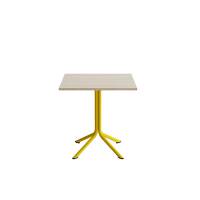 Atlas cafébord 70x70cm i hvidpigmenteret eg med gult stel, højde 72cm