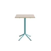 Atlas cafébord 70x70cm i hvidpigmenteret eg med turkis stel, højde 90cm