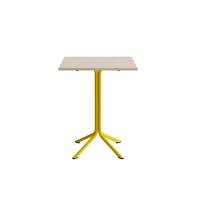 Atlas caf&eacute;bord 70x70cm i hvidpigmenteret eg med gult stel, h&oslash;jde 90cm