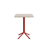 Atlas cafébord 70x70cm i hvidpigmenteret eg med rødt stel, højde 90cm