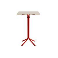 Atlas caf&eacute;bord 70x70cm i hvidpigmenteret eg med r&oslash;dt stel, h&oslash;jde 108cm