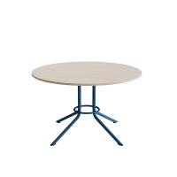 Atlas caf&eacute;bord &Oslash;120cm i hvidpigmenteret eg med bl&aring;t stel, h&oslash;jde 72cm