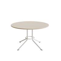 Atlas cafébord Ø120cm i hvidpigmenteret eg med hvidt stel, højde 72cm