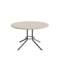 Atlas caf&eacute;bord &Oslash;120cm i hvidpigmenteret eg med gr&aring;t stel, h&oslash;jde 72cm