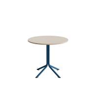 Atlas cafébord Ø80cm i hvidpigmenteret eg med blåt stel, højde 72cm