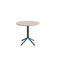 Atlas caf&eacute;bord &Oslash;80cm i hvidpigmenteret eg med bl&aring;t stel, h&oslash;jde 72cm