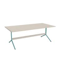 Atlas cafébord 200x100cm i eg højtrykslaminat med turkis stel, højde 72cm