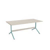 Atlas cafébord 180x90cm i eg højtrykslaminat med turkis stel, højde 72cm