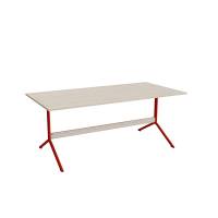 Atlas cafébord 180x90cm i eg højtrykslaminat med rødt stel, højde 72cm