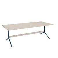 Atlas cafébord 220x100cm i eg højtrykslaminat med blåt stel, højde 72cm