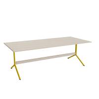 Atlas cafébord 220x100cm i eg højtrykslaminat med gult stel, højde 72cm