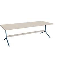 Atlas cafébord 240x100cm i eg højtrykslaminat med blåt stel, højde 72cm