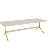 Atlas cafébord 240x100cm i eg højtrykslaminat med gult stel, højde 72cm