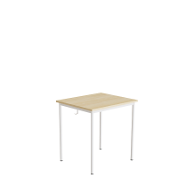 Elevbord 70x60cm i birk h&oslash;jtrykslaminat med hvidt stel, h&oslash;jde 72cm