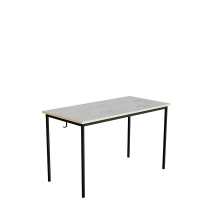 Elevbord 120x60cm i lys gr&aring; linoleum med sort stel, h&oslash;jde 72cm