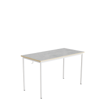 Elevbord 120x60cm i lys grå linoleum med hvidt stel, højde 72cm