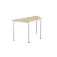 Office skrivebord trapezformet 120/60x52cm højde 72cm birk laminat, hvidt stel