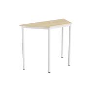Office skrivebord trapezformet 120/60x52cm højde 90cm birk laminat, hvidt stel
