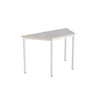Office skrivebord trapezformet 120/60x52cm højde 72cm lys grå linoleum, hvidt stel