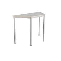 Office skrivebord trapezformet 120/60x52cm højde 90cm lys grå linoleum, alugråt stel