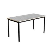 Elevbord 140x70cm i lys gr&aring; linoleum med sort stel, h&oslash;jde 72cm