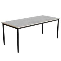 Office skrivebord 180x80cm h&oslash;jde 72cm lys gr&aring; linoleum, sort stel