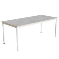 Office skrivebord 180x80cm højde 72cm lys grå linoleum, hvidt stel