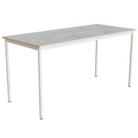 Office skrivebord 180x80cm højde 90cm lys grå linoleum, hvidt stel