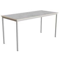 Office skrivebord 180x80cm højde 90cm lys grå linoleum, alugråt stel