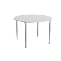 Kantinebord Ø120cm i grå højtrykslaminat med alugråt stel, højde 80cm