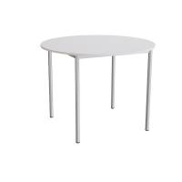 Kantinebord Ø120cm i grå højtrykslaminat med alugråt stel, højde 90cm
