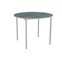 Kantinebord &Oslash;120cm i m&oslash;rk gr&aring; linoleum med alugr&aring;t stel, h&oslash;jde 90cm