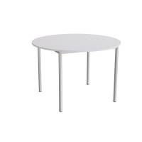 Kantinebord &Oslash;120cm i lydd&aelig;mpende gr&aring; laminat med alugr&aring;t stel, h&oslash;jde 80cm