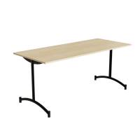 Zeb kantinebord 165x70cm med birk laminat og sort stel, højde 72cm