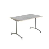 Zeb kantinebord 120x70cm med lys gr&aring; linoleum og alugr&aring;t stel, h&oslash;jde 72cm