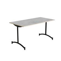 Bord Zeb 140x70cm i lys gr&aring; linoleum med sort stel, h&oslash;jde 72cm 