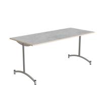Zeb kantinebord 165x70cm med lys gr&aring; linoleum og alugr&aring;t stel, h&oslash;jde 72cm