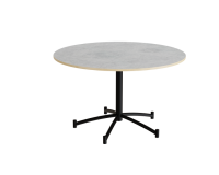 Zam rundt kantinebord Ø120cm lys grå linoleum på sort stel