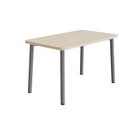 B&oslash;rnebord 120x70cm i lydd&aelig;mpende hvidpigmenteret eg laminat med gr&aring;t stel, h&oslash;jde 72cm