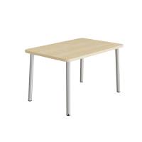 B&oslash;rnebord 140x70cm i birk h&oslash;jtrykslaminat med alugr&aring;t stel, h&oslash;jde 72cm  