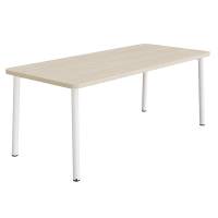 B&oslash;rnebord 180x80cm i hvidpigmenteret eg laminat med hvidt stel, h&oslash;jde 72cm
