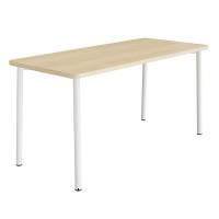 B&oslash;rnebord 180x80cm i birk h&oslash;jtrykslaminat med hvidt stel, h&oslash;jde 90cm