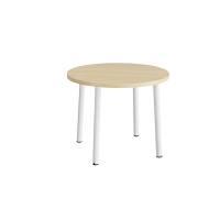 Kantinebord Ø90cm højde 72cm birk laminat på hvidt stel